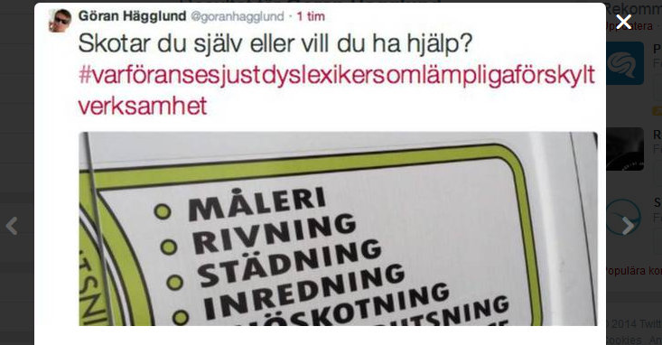 Göran Hägglunds tweet om dyslektiker