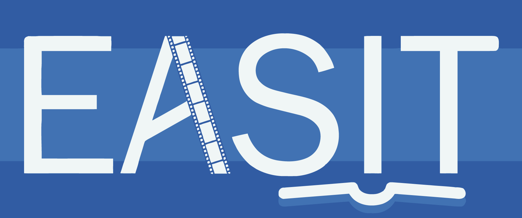 Bild på Easits logga, stora, vita bokstäver mot blå bakgrund.