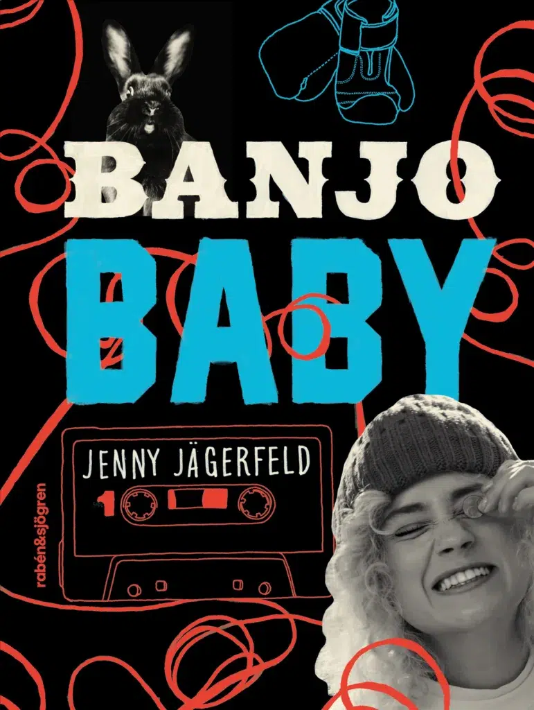 Omslag Banjo baby. Flicka, kassettband, kanin m m.