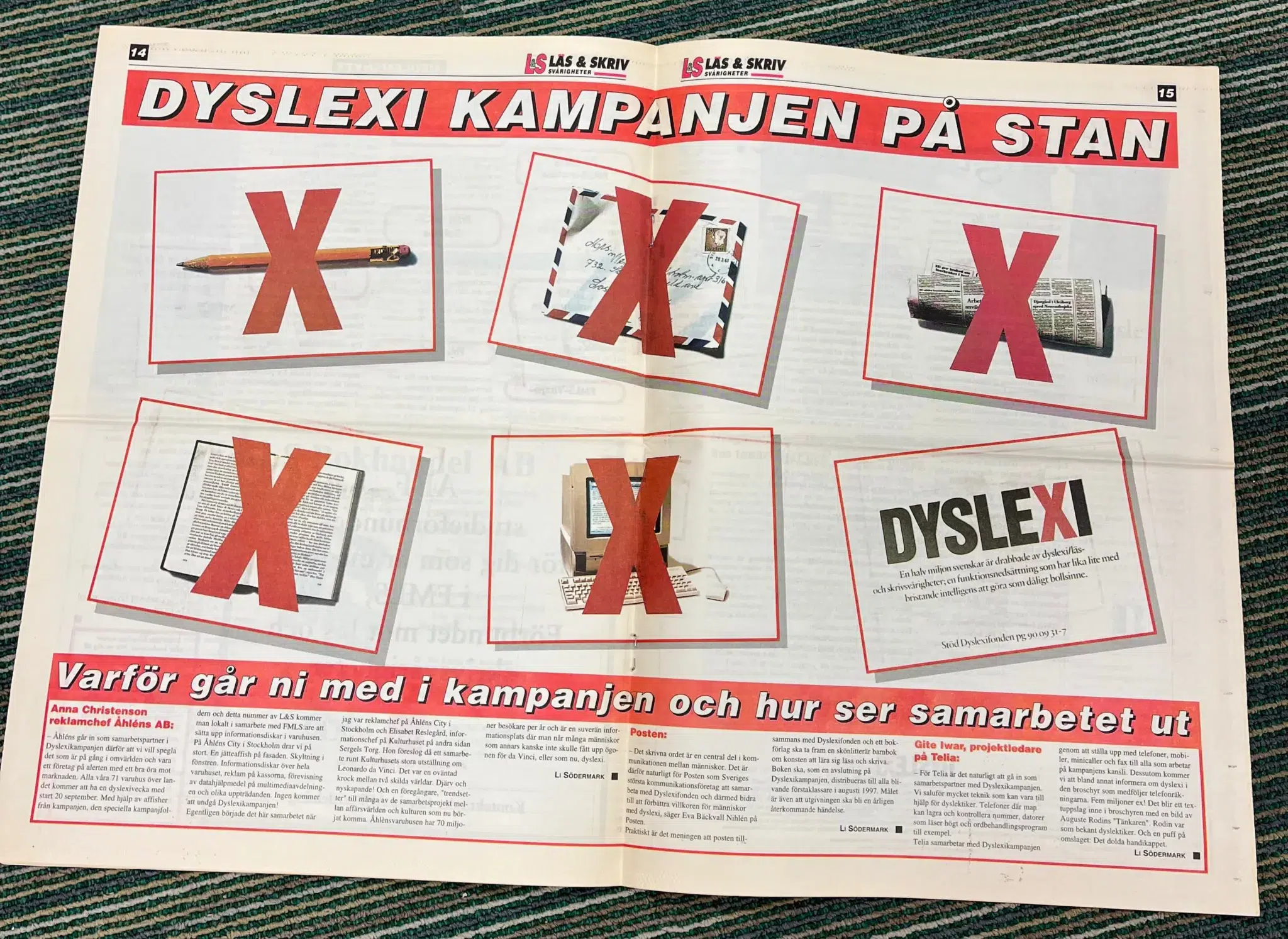 Tidningsomslag från 1996 med Dyslexörelsens röda "X".