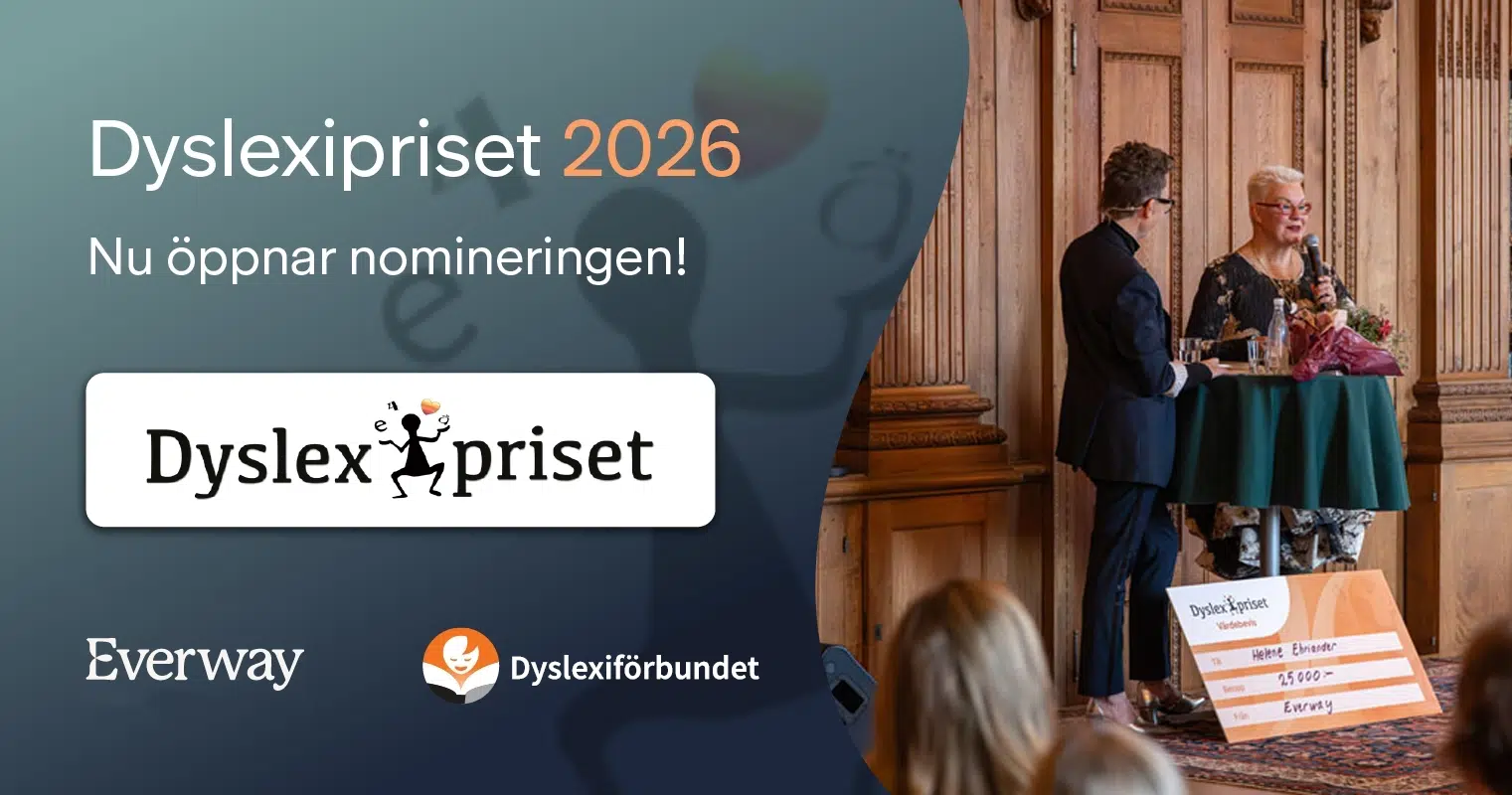 Dyslexipriset nominering 2026 med helene ehriander