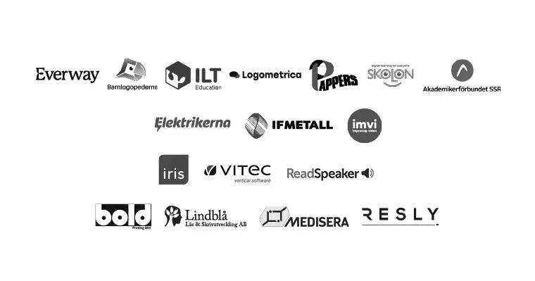 Vi st&ouml;djer Dyslexif&ouml;rbundet: Everway, Barnlogopederna, ILT Education, Logometrica, Pappers, Skolon, Akademikerf&ouml;rbundet SSR, Elektrikerna, IF Metall, IMVI, Iris, Vitec, Readspeaker, Bold, Lindbl&aring; L&auml;s och Skrivutveckling, Medisera, Resly.